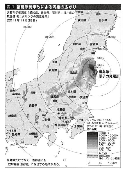 図 1 福島原発事故による汚染広がり